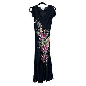 Raiment Fashions Vintage Y2K Sequin Floral Midi Maxi Dress Small Whimsigoth Flaw